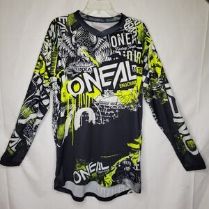 ONeal Element Jersey Mens Black Neon Yellow Filth and Fury Motocross BMX